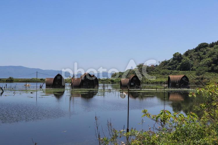 岡山県瀬戸内市　鹿忍グリーンファーム跡 鹿忍グリーンファーム跡,鹿忍グリーンファーム,水没ペンション村の写真素材