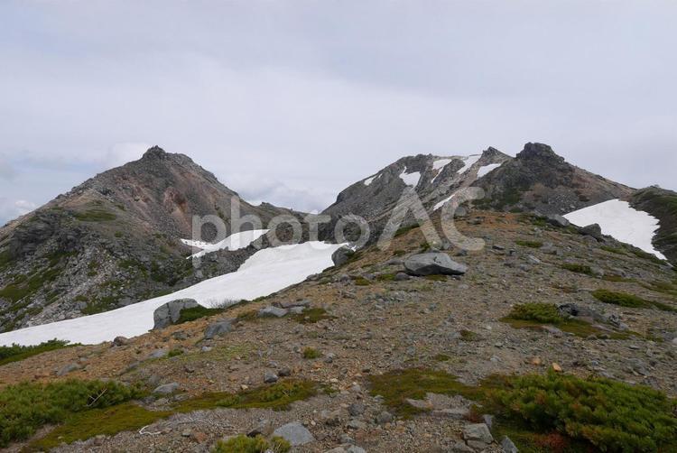 剣ヶ峰と御前峰 白山,御前峰,剣ヶ峰の写真素材