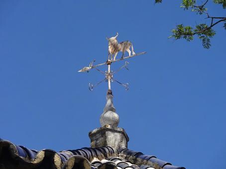 闘牛の風見鶏 スペイン,風見鶏,屋根の写真素材