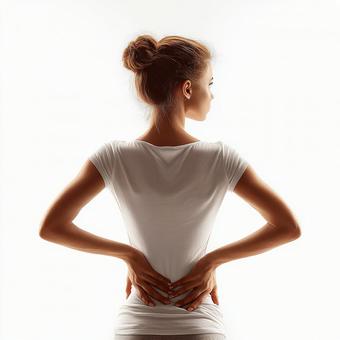 腰痛に悩む女性のイメージの写真