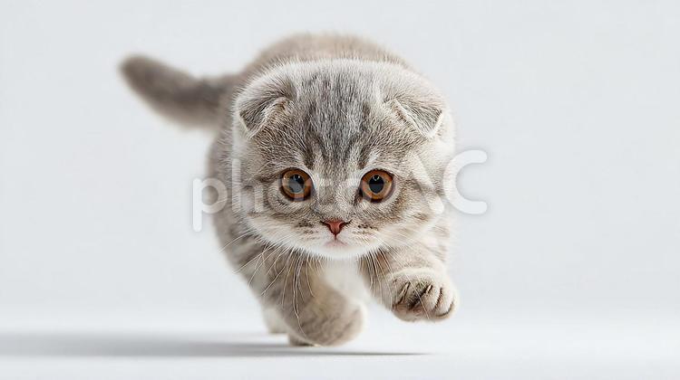 ふわふわの子猫が駆ける 子猫,猫,動物の写真素材