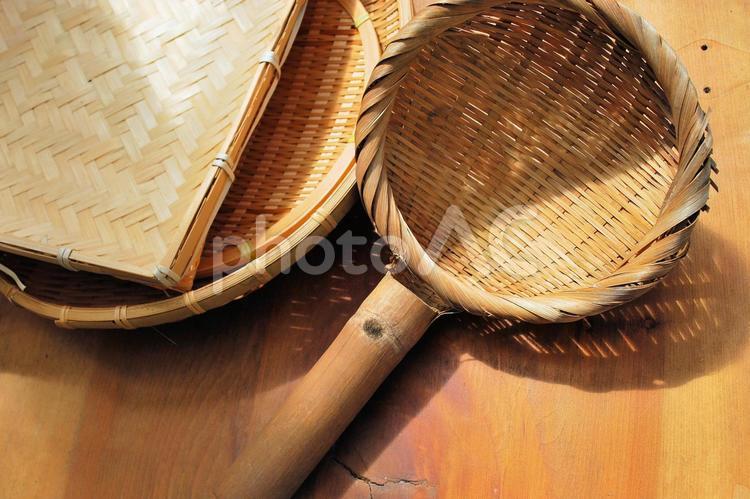 色々な形の笊 笊,ザル,ざるの写真素材