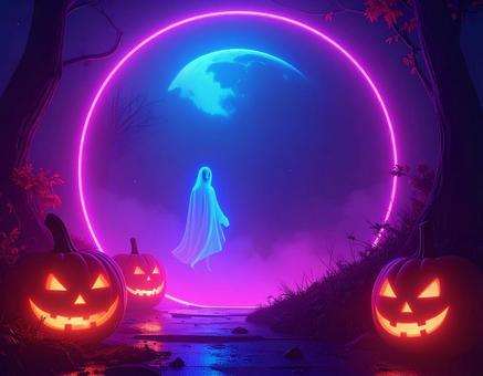 ハロウィン ネオンなジャックオランタン ハロウィン ネオンなジャックオランタンの写真