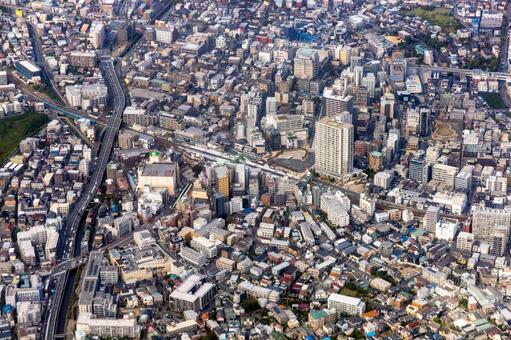 小田急の向ヶ丘遊園駅付近を空撮 空撮,向ヶ丘遊園駅,小田急の写真素材
