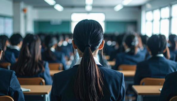 学生後ろ姿の写真