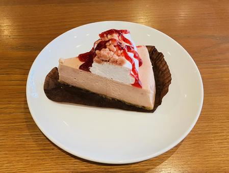 ストロベリーチーズケーキ おやつ,食べ物,15時の写真素材