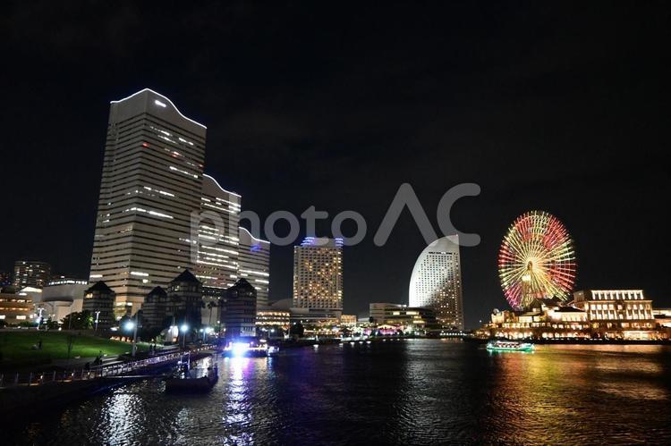 横浜　夜景　観覧車 横浜,観覧車,夜景の写真素材
