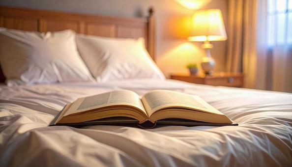 ベッドの上の1冊の本の写真