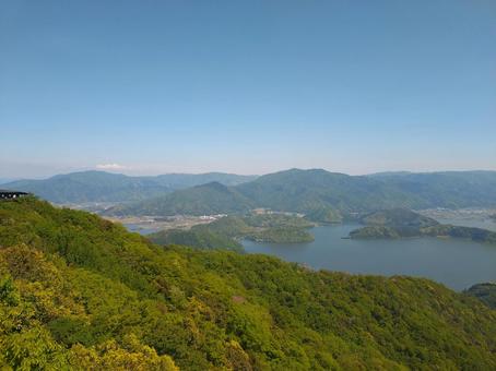三方五湖レインボーライン 三方五湖,空,自然の写真素材