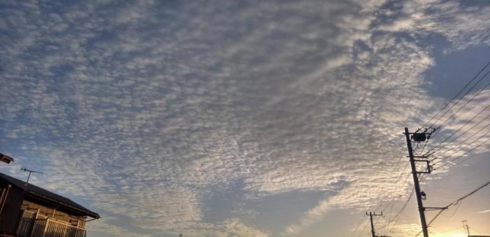 Cirrocumulus, sunset, setting sun, evening, JPG