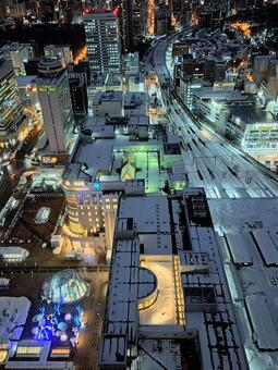 札幌夜景(Jr タワービルから) 札幌,ビル,夜景の写真素材