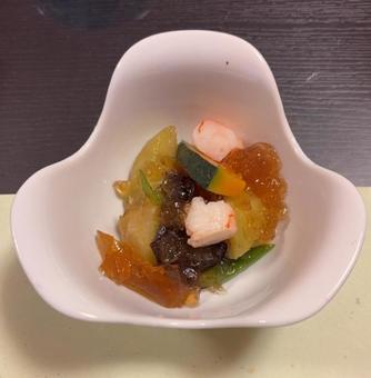 R7.8.13 海老カボチャ茄子の煮浸し R7.8.13 海老カボチャ茄子の煮浸しの写真