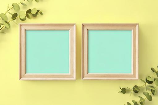 ユーカリ 植物の飾り 木枠のフレーム ユーカリ 植物の飾り 木枠のフレーム ユーカリ,葉,ボタニカルの写真素材