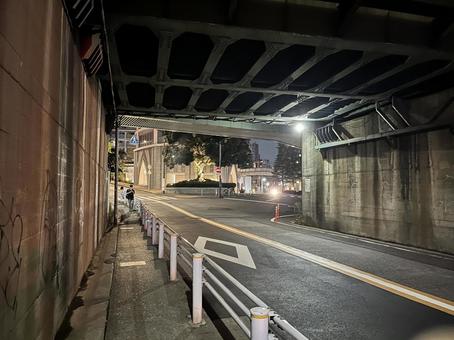 Photo, yamanote line, under elevated, night view, 
