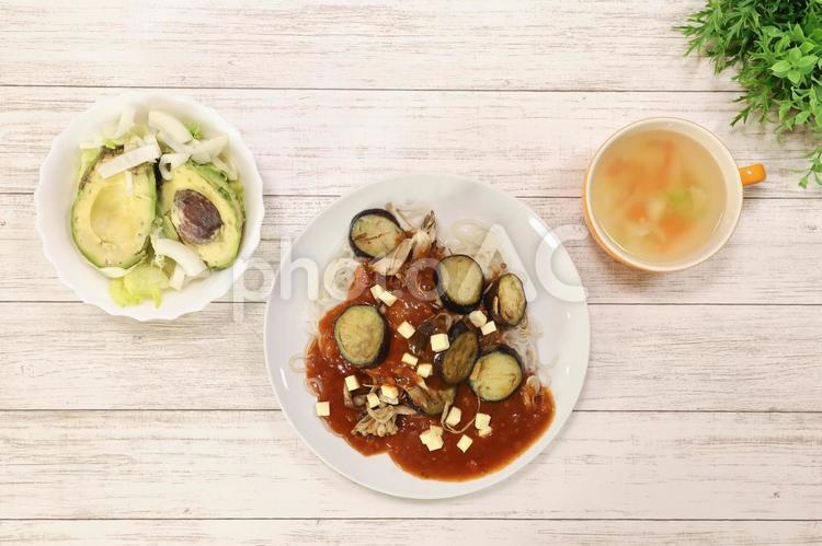 茄子とミートソース　パスタ風 茄子,ミートソース,パスタ風の写真素材