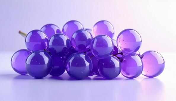 光が透過するガラスの葡萄の写真