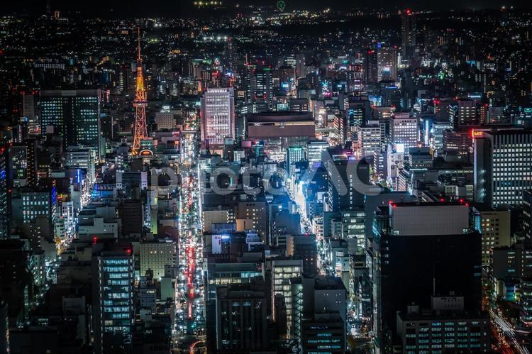 名古屋の夜景（スカイプロムナードから）９ イルミネーション,キラキラ,タワーの写真素材