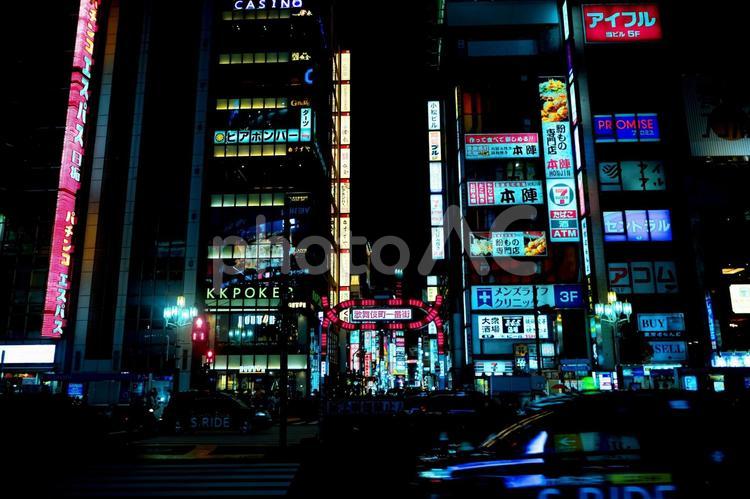 新宿歌舞伎町のネオンサイン 東京,新宿,歌舞伎町の写真素材