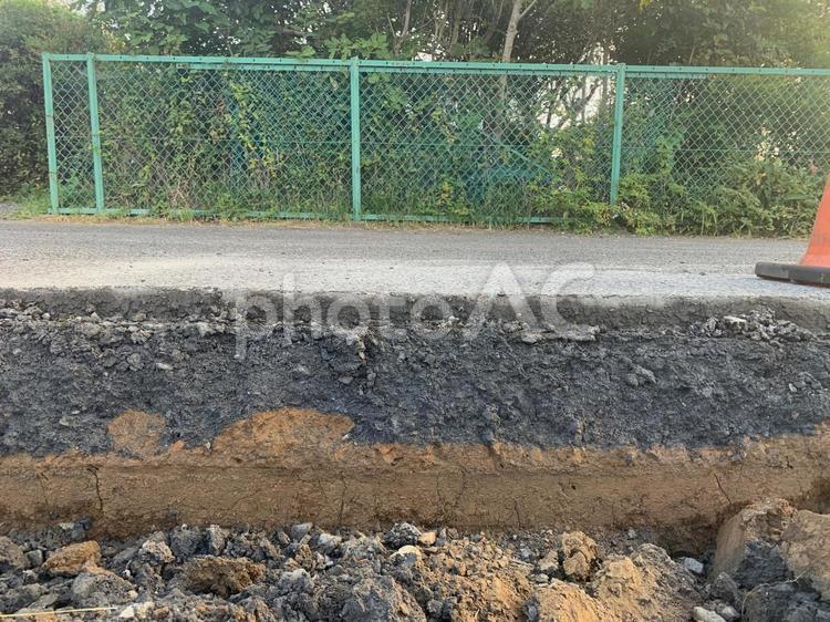 道路工事アスファルト地層webテスクチャ アスファルト,基礎工事,工事の写真素材