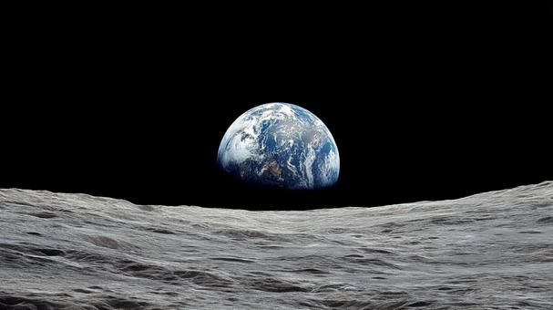 宇宙の神秘:月からの地球の眺め 宇宙の神秘:月からの地球の眺めの写真