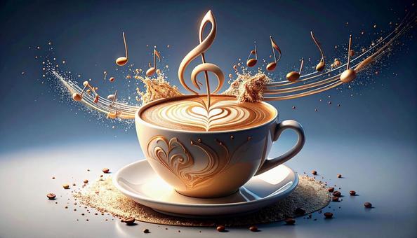 音符の形のラテアートの写真