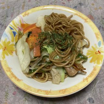 Photo, fried noodles, noodles, vegetables, 