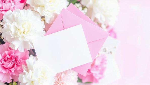 メッセージカードと花束 メッセージカードと花束の写真