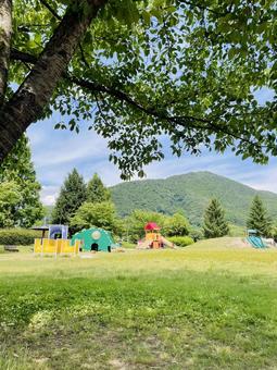 自然豊かな公園 自然豊かな公園 公園,山形県,山の写真素材