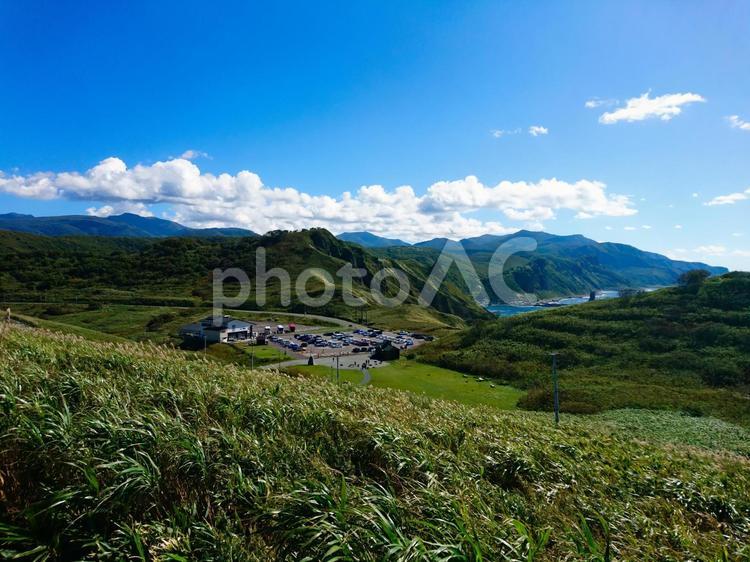 神威岬駐車場　たこ岩 北海道,絶景,積丹ブルーの写真素材