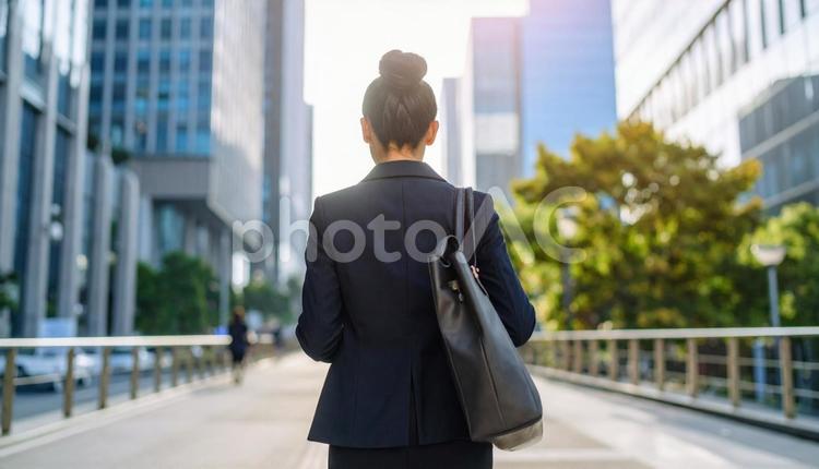 スーツ姿の女性社員の後ろ姿 ol,スーツ,女性社員の写真素材