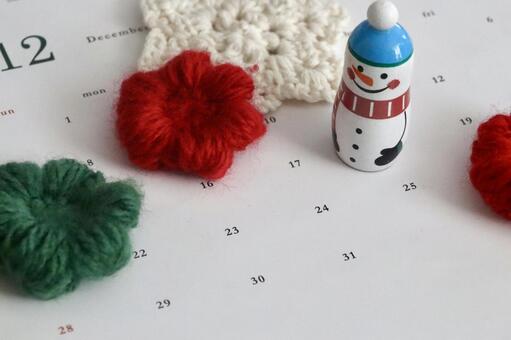 カレンダーとゆきだるま　１２月イメージ 12月,12,１２月の写真素材