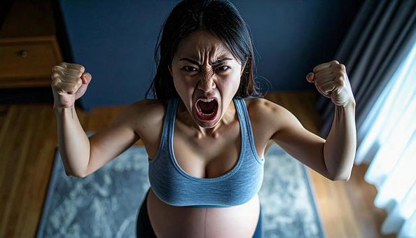 怒り狂う妊婦 怒り狂う妊婦の写真