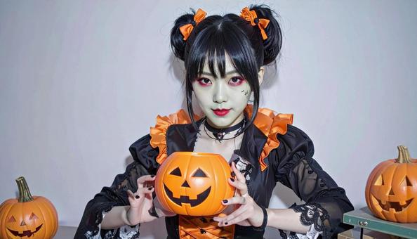 ハロウィンの仮装 女性 パンプキンドレス ハロウィンの仮装 女性 パンプキンドレスの写真