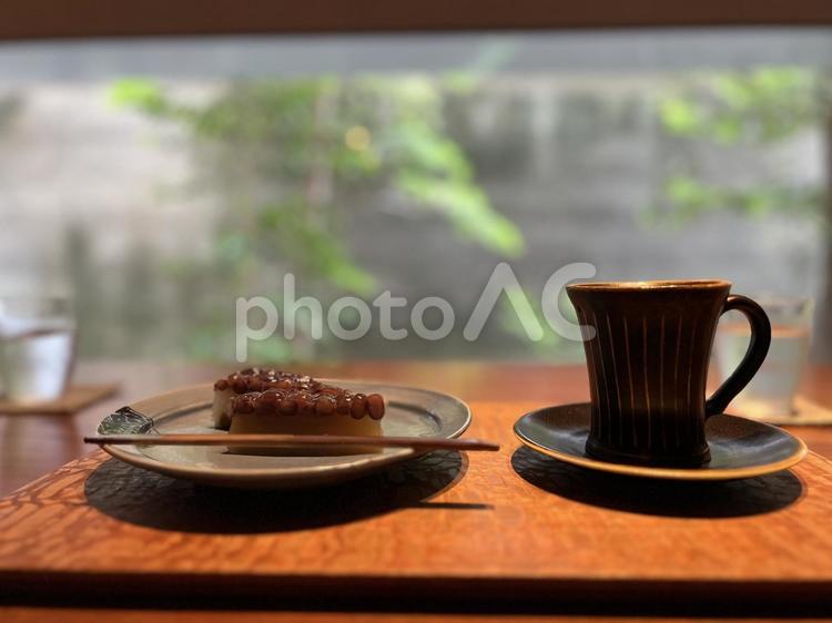 コーヒーと水無月 コーヒー,珈琲,コーヒーカップの写真素材