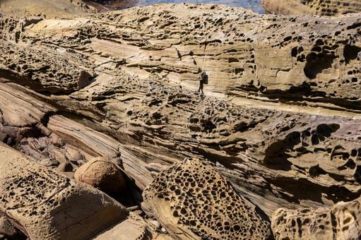 見残し海岸 タフォニ,見残し海岸,海の写真素材