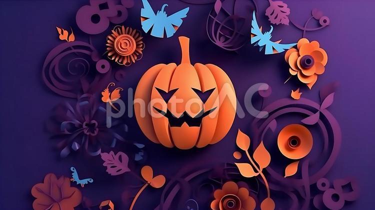ハロウィンかぼちゃのペーパークラフト ハロウィン,かぼちゃ,ペーパークラフトの写真素材