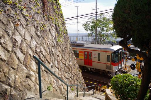 山陽塩屋駅踏切 山陽電車,山陽,６０００系の写真素材