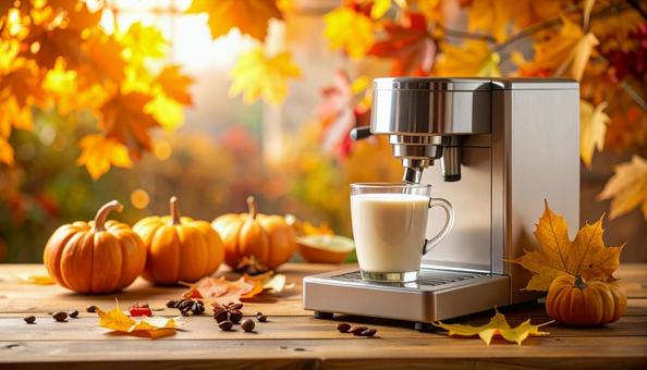 ハロウィンのコーヒーマシン・かぼちゃ ハロウィンのコーヒーマシン・かぼちゃの写真