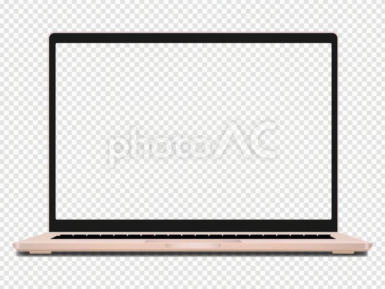 透過　ノートPC正面　ピンク本体 パソコン,ノートパソコン,pcの写真素材