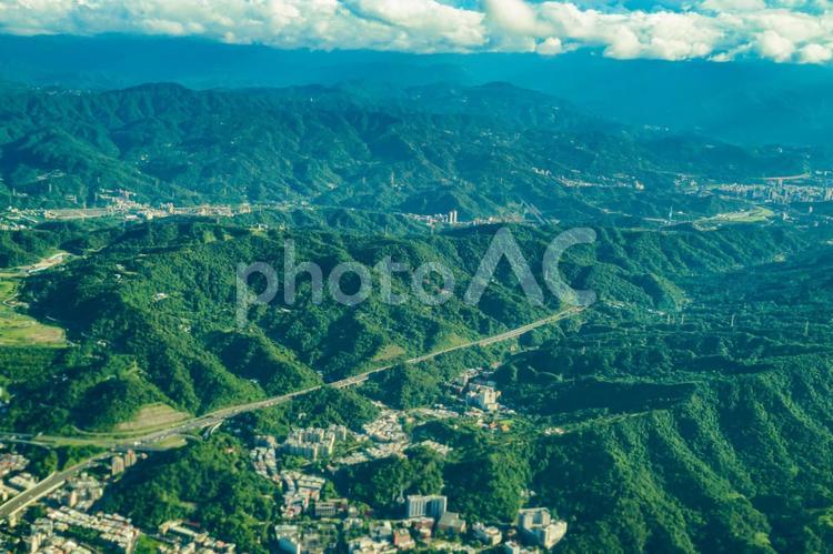 飛行機から見える台湾の風景 空撮,台湾,台北の写真素材