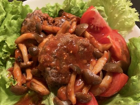 ケチャップハンバーグ ハンバーグ,肉料理,家庭料理の写真素材