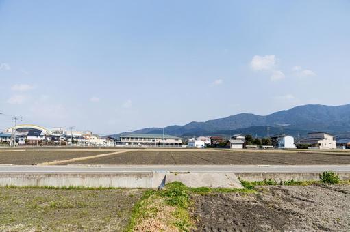畑間の田舎道 畑間の田舎道の写真