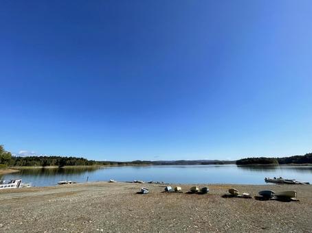 朱鞠内湖の風景18（昼） 朱鞠内湖,昼,朝の写真素材