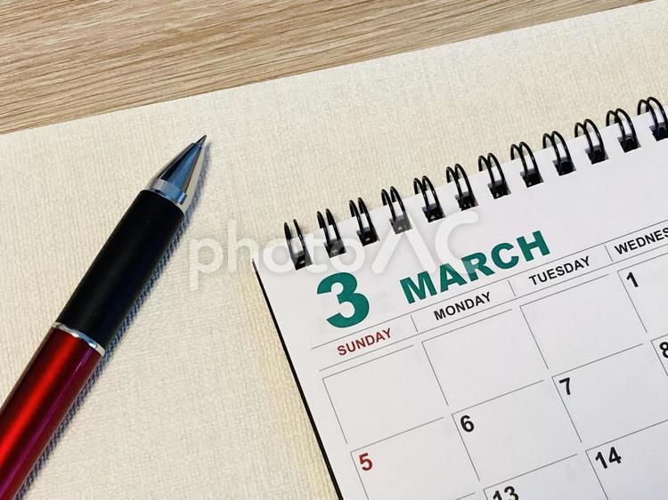 3月のカレンダー（シンプル） 3月,カレンダー,marchの写真素材