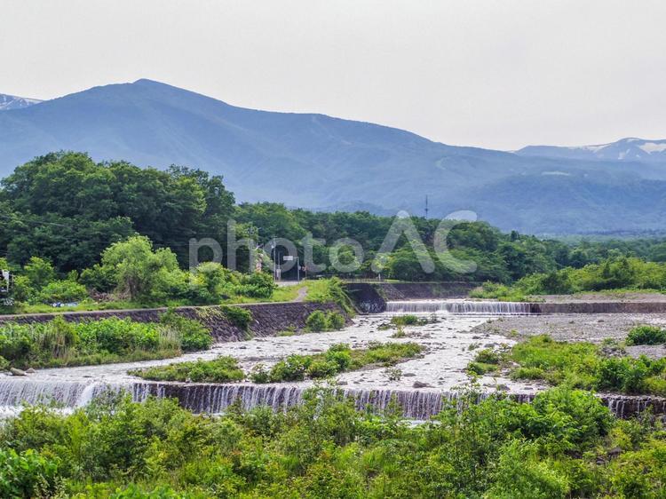【宮城県】遠刈田温泉・松川 松川,遠刈田大橋,こけし橋の写真素材