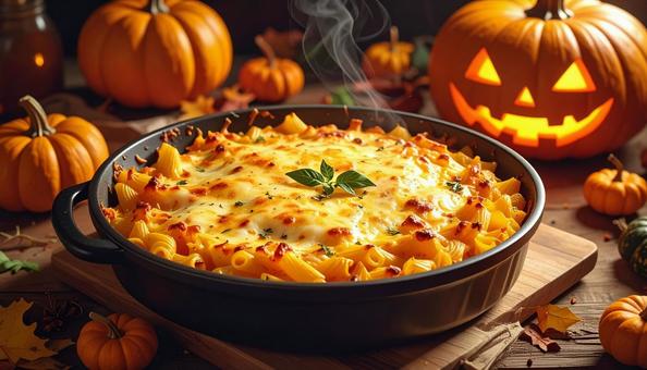 ハロウィンの料理 カボチャのグラタン ハロウィンの料理 カボチャのグラタンの写真