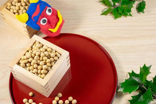 節分の豆まきイメージ画像　 節分,鬼,豆まきの写真素材