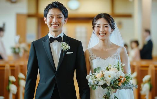 結婚式の新郎と新婦 結婚式の新郎と新婦の写真