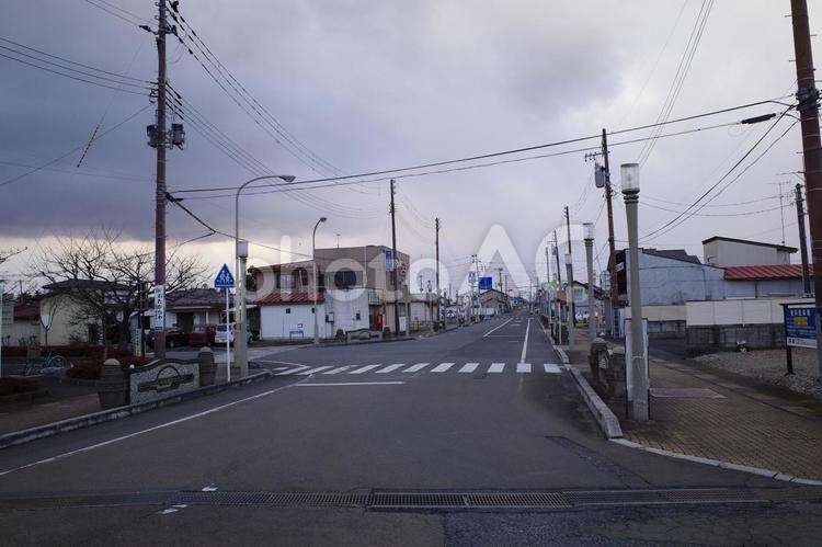 陸羽東線田尻駅の駅舎前の風景 田尻駅,田尻,陸羽東線の写真素材