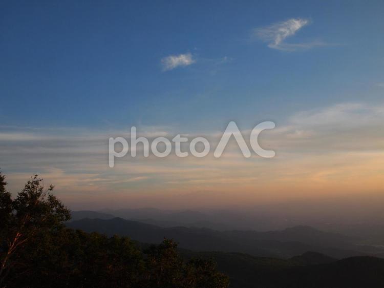夕暮れ 空,雲,雲海の写真素材